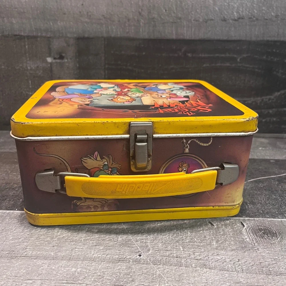 Vintage 1982 The Secret of NIMH Metal Lunch Box Aladdin Industries Yellow Trim